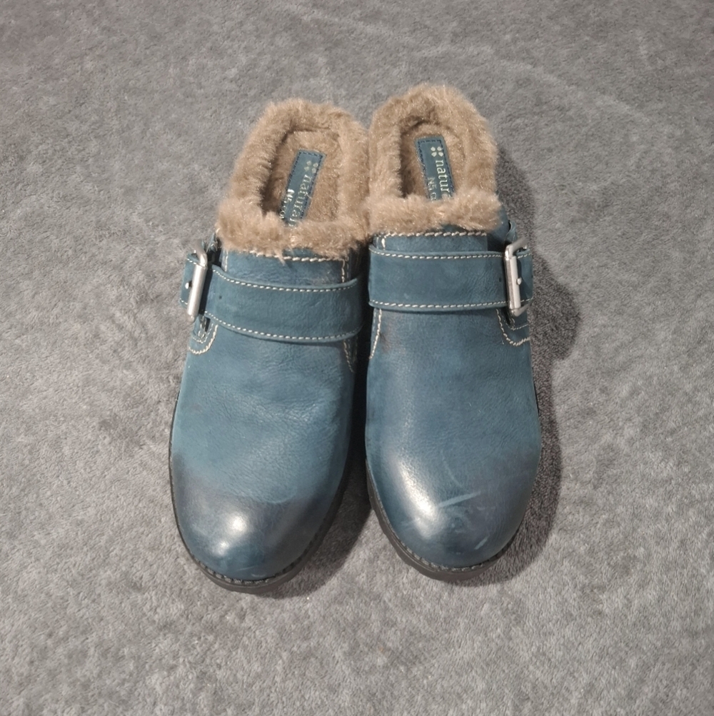 Naturalizer N5 Comfort Shoes Women 7.5 Teal Leather Slip On Mules Casual Ernesta - Picture 8 of 10